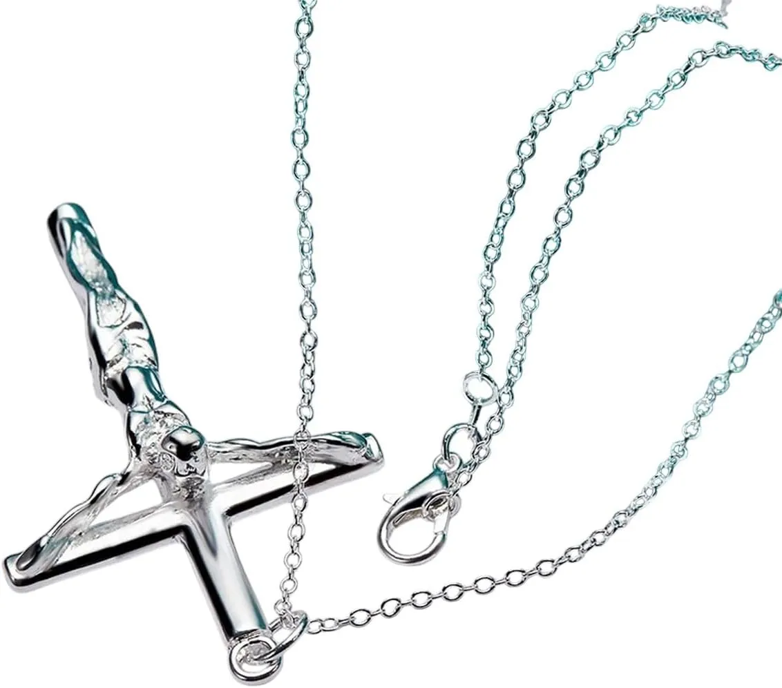 New For Trendy 2025 Silver Color Jesus Cross Pendant Necklace 16/18/20/22/24/26/30 Inch Chain For Woman Man Charm Wedding Jewelry Fashion Accessories Creative Gift