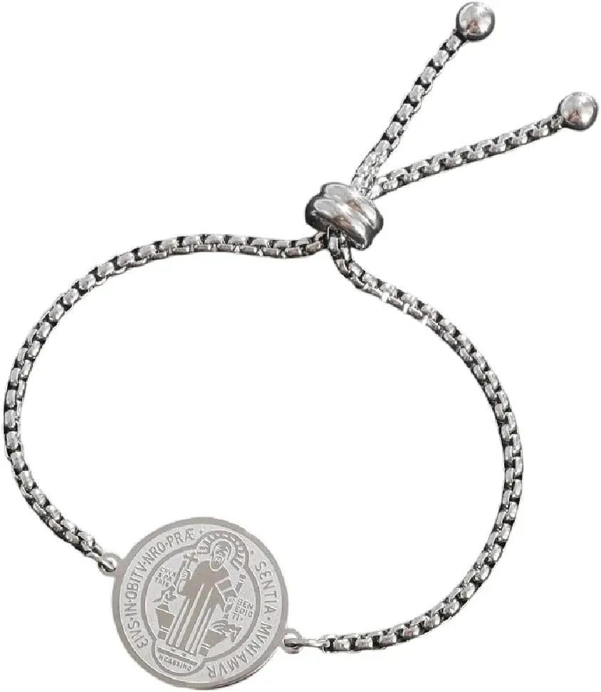 New For Trendy 2025 Stainless Steel Cross Jesus Alphabet Cuff Bangels Men's Christian Open Bracelet Catholic Believer Amulet Prayer Jewelry Fashion Accessories Creative Gift