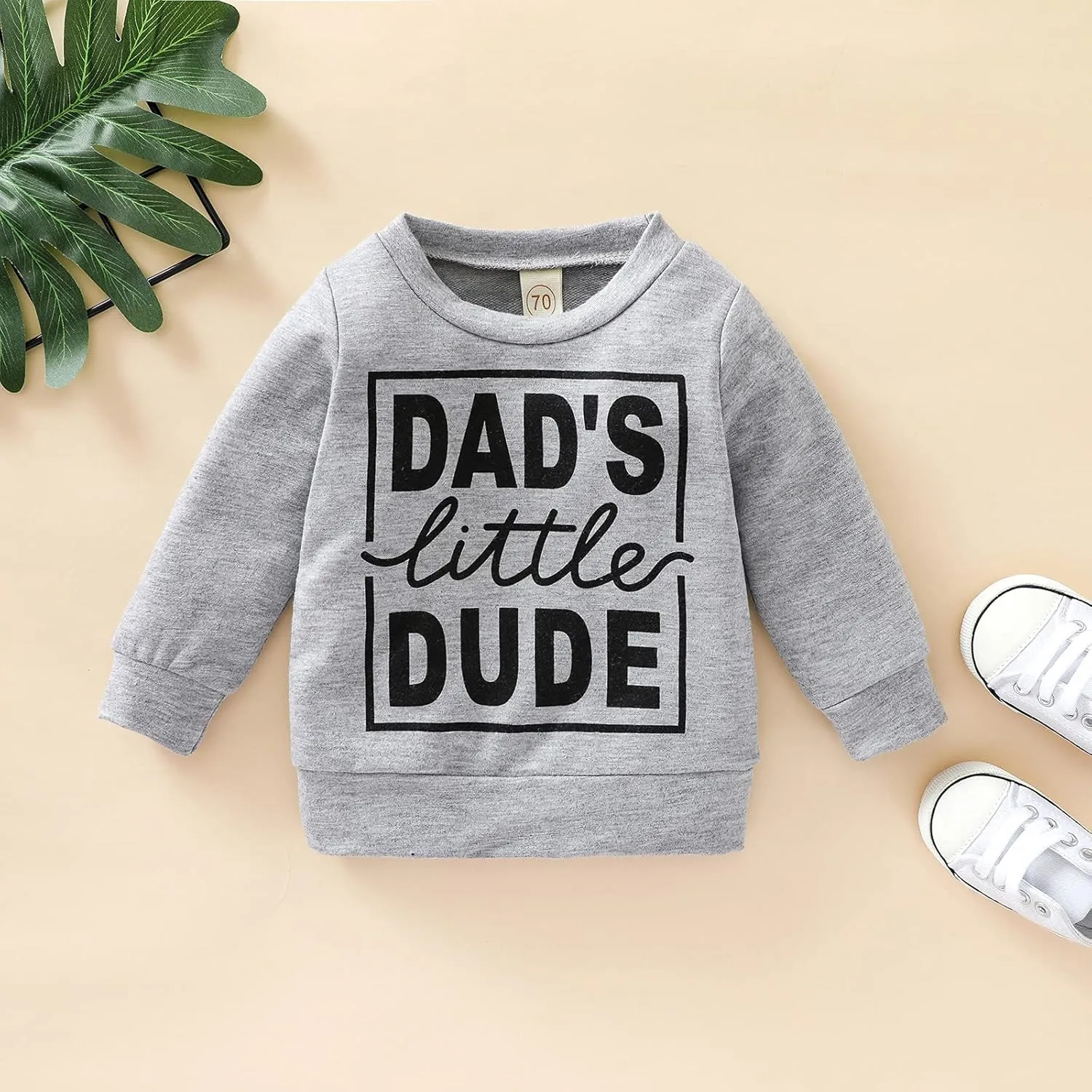 Newborn Infant Baby Boys Pullover Dad's Little Dude Sweatshirt Long Sleeve Casual Sweater Fall Clothes