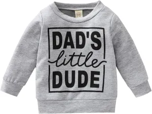 Newborn Infant Baby Boys Pullover Dad's Little Dude Sweatshirt Long Sleeve Casual Sweater Fall Clothes