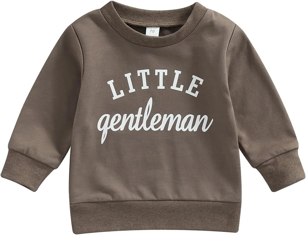 Newborn Infant Baby Boys Pullover Dad's Little Dude Sweatshirt Long Sleeve Casual Sweater Fall Clothes