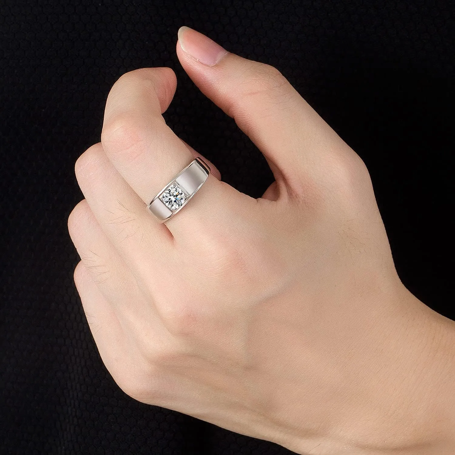 Noble Men & Women Solid 925 Sterling Silver Ring Glittering 5A Cubic Zircon Inlaid Wedding Ring - index finger or Ring Finger Sizes 7-13# Fashion Jewelry Gift Party Accessories