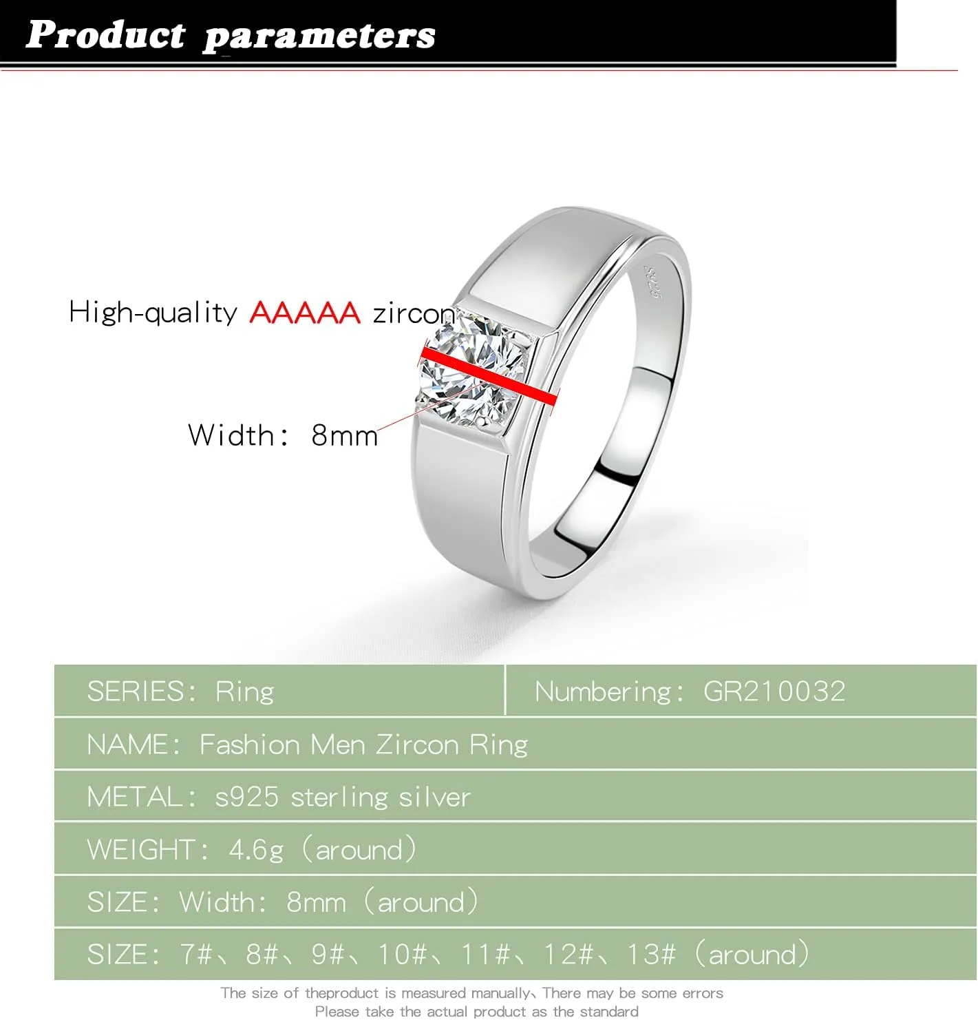 Noble Men & Women Solid 925 Sterling Silver Ring Glittering 5A Cubic Zircon Inlaid Wedding Ring - index finger or Ring Finger Sizes 7-13# Fashion Jewelry Gift Party Accessories