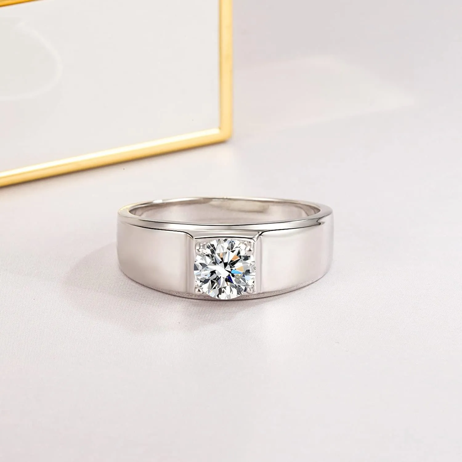 Noble Men & Women Solid 925 Sterling Silver Ring Glittering 5A Cubic Zircon Inlaid Wedding Ring - index finger or Ring Finger Sizes 7-13# Fashion Jewelry Gift Party Accessories