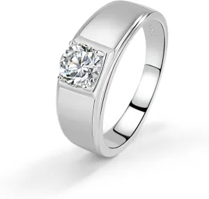 Noble Men & Women Solid 925 Sterling Silver Ring Glittering 5A Cubic Zircon Inlaid Wedding Ring - index finger or Ring Finger Sizes 7-13# Fashion Jewelry Gift Party Accessories