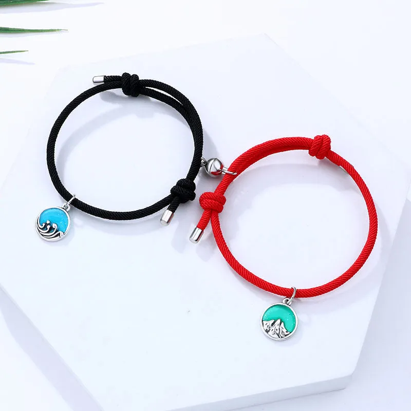 Ocean Mountain Magnetic Bracelets for Couples