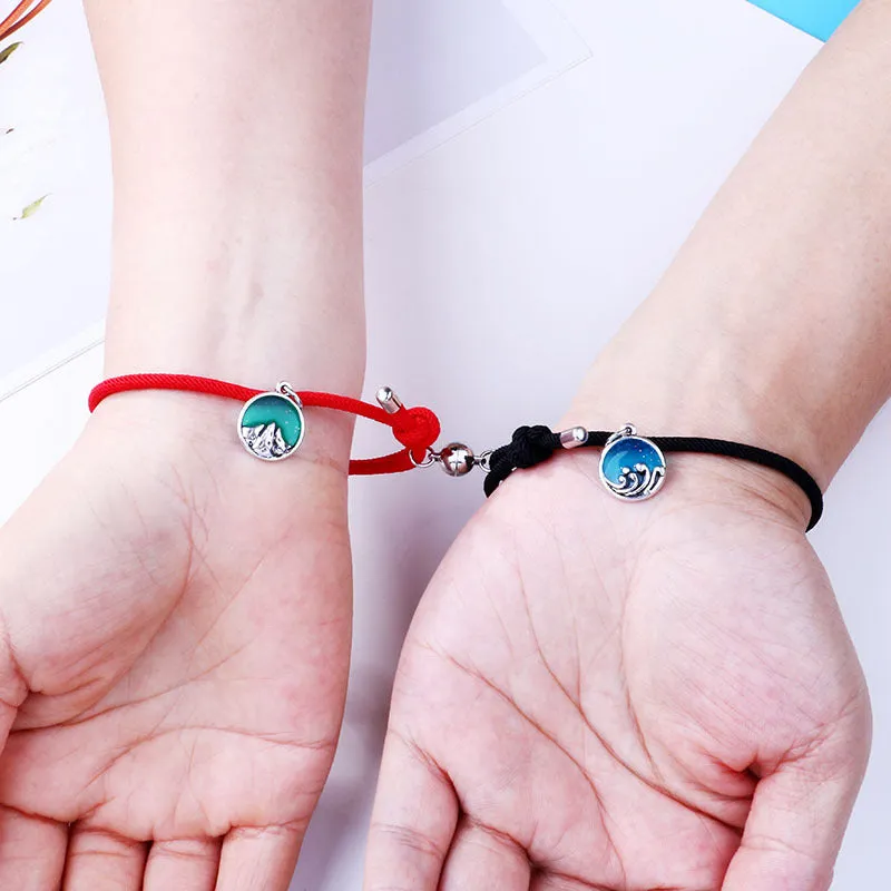 Ocean Mountain Magnetic Bracelets for Couples