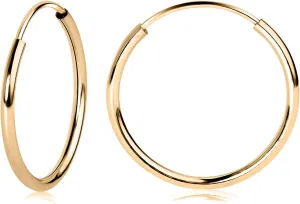 Olivia's Collection 14k White or Yellow Gold Lightweight Endless Hoop Earrings (10-20mm) True 1.0mm width. Piercing to Lobe, Upper-Lobe for a Woman, Man, Teens