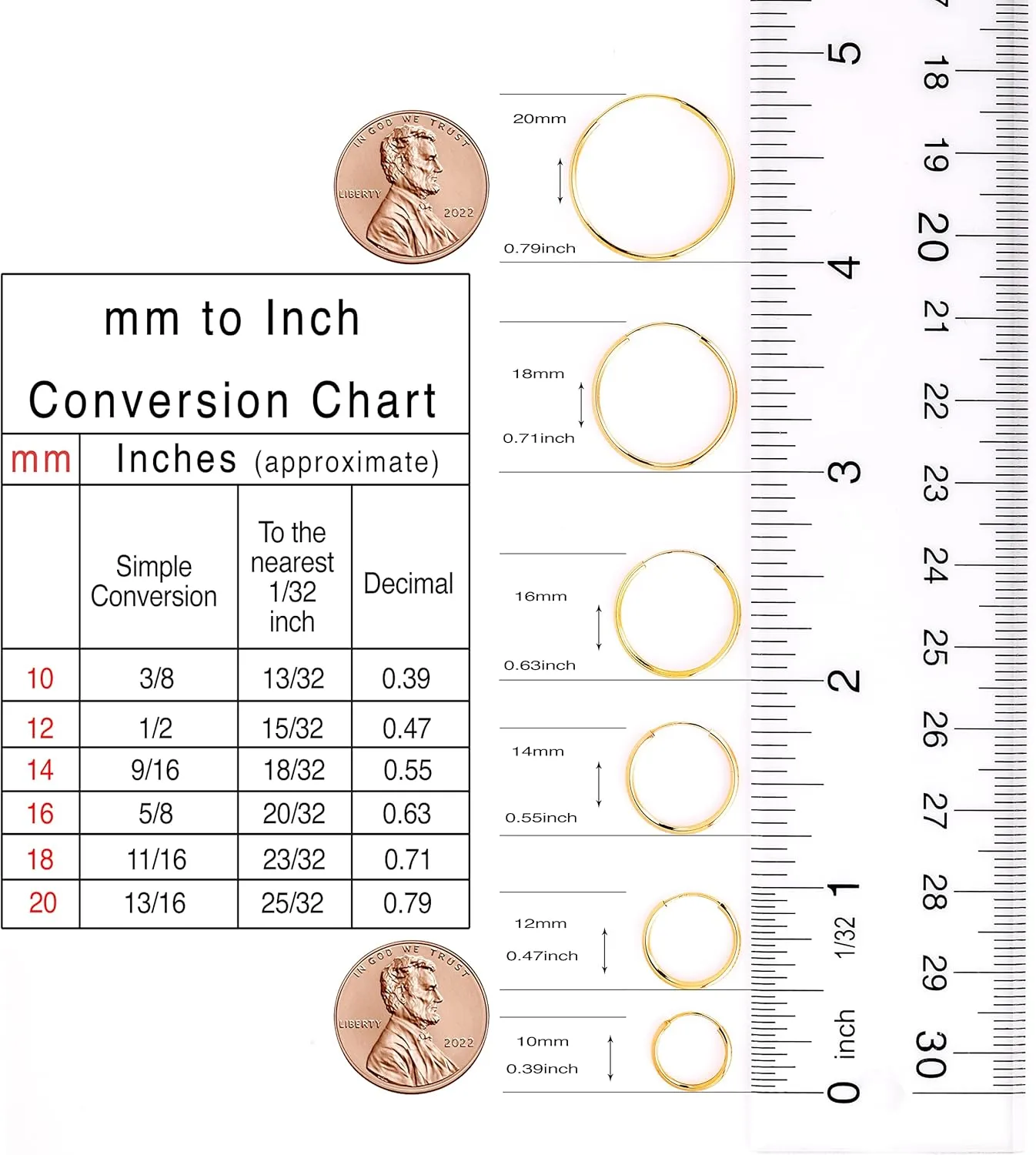 Olivia's Collection 14k White or Yellow Gold Lightweight Endless Hoop Earrings (10-20mm) True 1.0mm width. Piercing to Lobe, Upper-Lobe for a Woman, Man, Teens