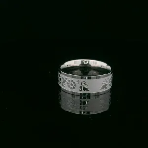 One Moment In Time J125 Daisy Flower Scroll Size 5-10.5 Stainless Steel Ring Mormon LDS CTR