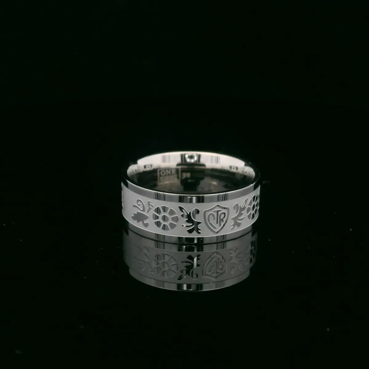 One Moment In Time J125 Daisy Flower Scroll Size 5-10.5 Stainless Steel Ring Mormon LDS CTR