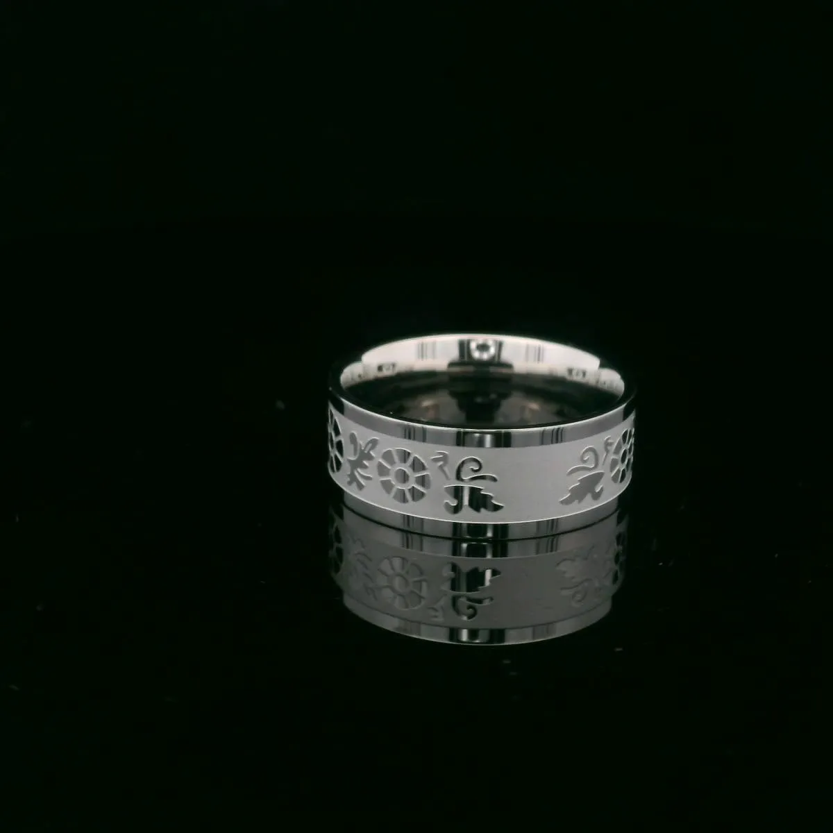 One Moment In Time J125 Daisy Flower Scroll Size 5-10.5 Stainless Steel Ring Mormon LDS CTR