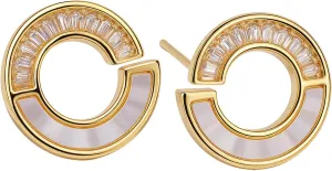 Open-Circle Gold Earrings for Women Trendy 14K Gold Plated Stud Earrings with CZ Stones, Perfect Jewelry Gifts for Women Lightweight Hypoallergenic Gold Earrings