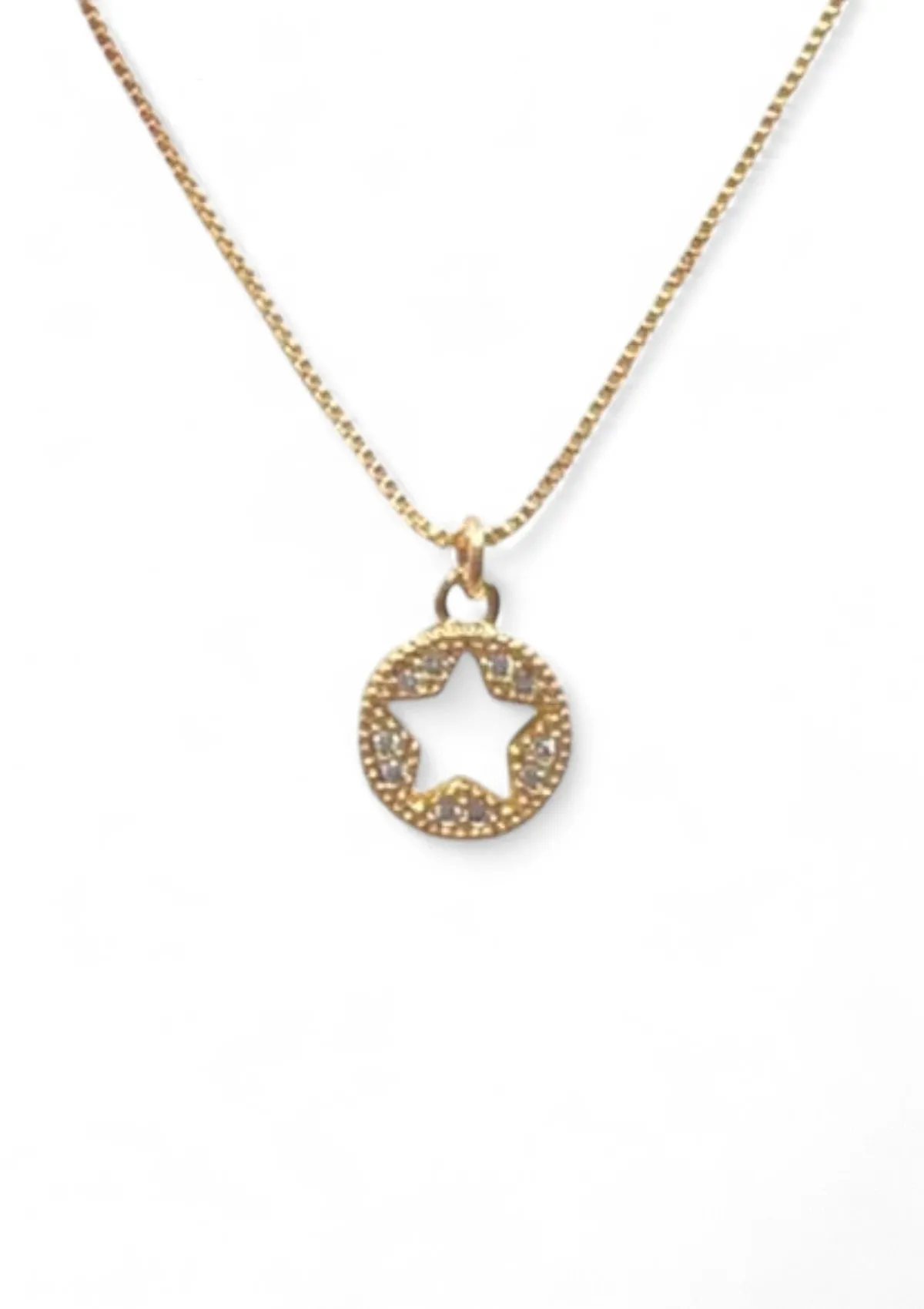 Open Star Charm With Cubic Zirconia Necklace