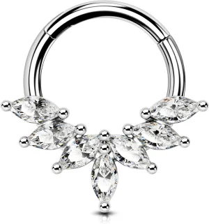 OUFER 16G Septum Rings Hoops, 316L Stainless Steel Septum Piercing Jewelry, Paved Shiny Clear CZ Cartilage Earrings, Helix Conch Daith Piercing Jewelry for Women and Men