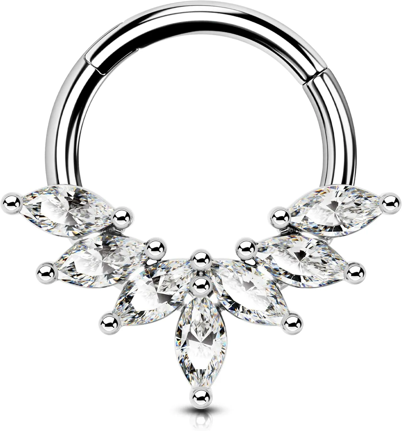 OUFER 16G Septum Rings Hoops, 316L Stainless Steel Septum Piercing Jewelry, Paved Shiny Clear CZ Cartilage Earrings, Helix Conch Daith Piercing Jewelry for Women and Men