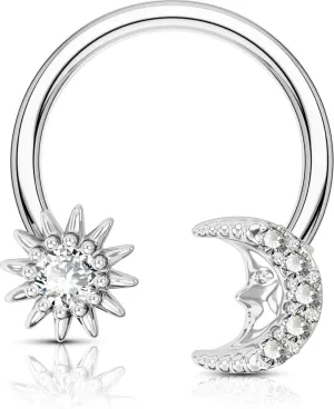 OUFER 16G Septum Rings, Star and Moon Design Nose Ring, Helix Earring, 316L Stainless Steel Tragus Daith Snug Conch Piercing JewelryGold-Color