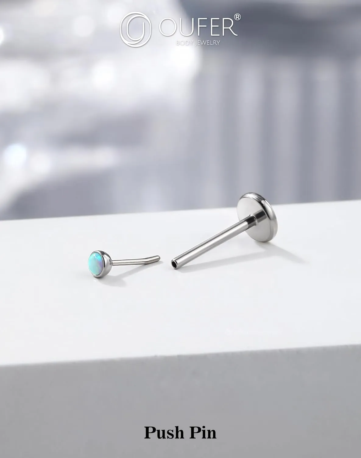 OUFER 2PCS 16G/20G Nose Lip Studs, G23 Solid Titanium Threadless Push in Nose Nostril Lip Labret Medusa Monroe Helix Cartilage Tragus Conch Lobe Piercing Jewelry for Women Men