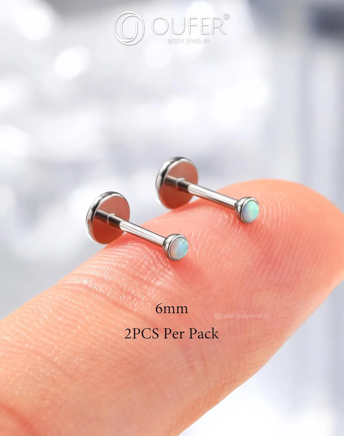 OUFER 2PCS 16G/20G Nose Lip Studs, G23 Solid Titanium Threadless Push in Nose Nostril Lip Labret Medusa Monroe Helix Cartilage Tragus Conch Lobe Piercing Jewelry for Women Men
