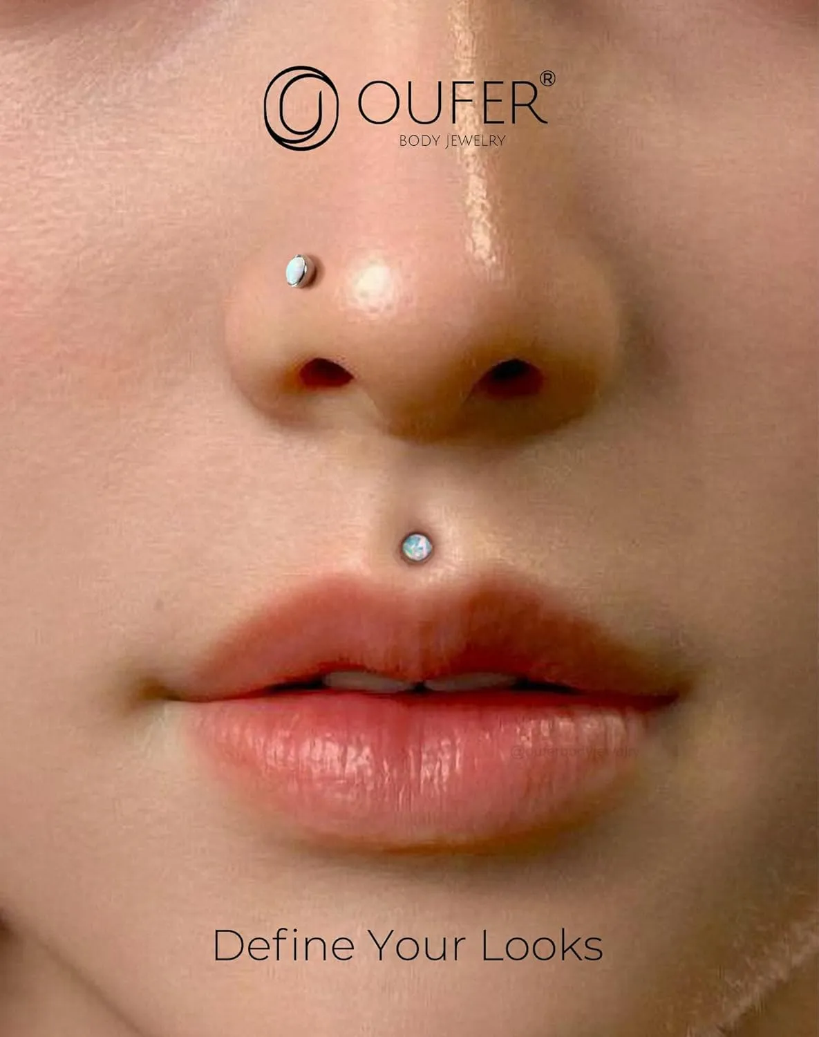 OUFER 2PCS 16G/20G Nose Lip Studs, G23 Solid Titanium Threadless Push in Nose Nostril Lip Labret Medusa Monroe Helix Cartilage Tragus Conch Lobe Piercing Jewelry for Women Men