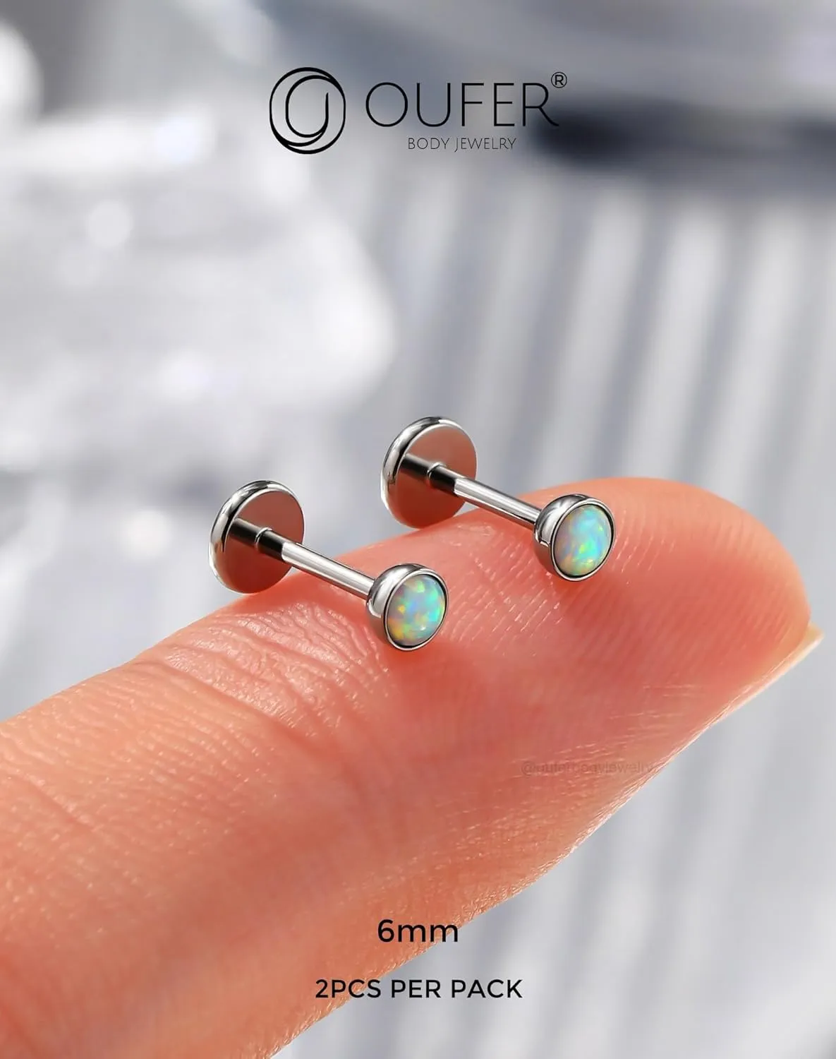 OUFER 2PCS 16G/20G Nose Lip Studs, G23 Solid Titanium Threadless Push in Nose Nostril Lip Labret Medusa Monroe Helix Cartilage Tragus Conch Lobe Piercing Jewelry for Women Men