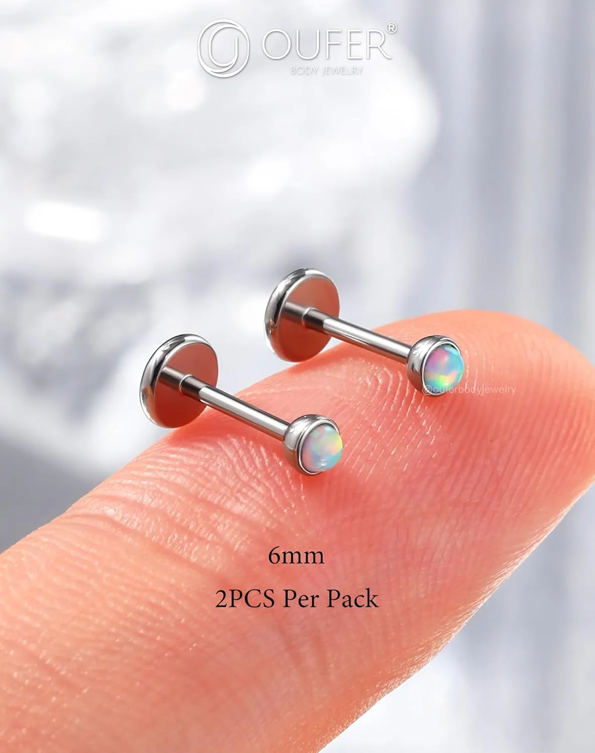 OUFER 2PCS 16G/20G Nose Lip Studs, G23 Solid Titanium Threadless Push in Nose Nostril Lip Labret Medusa Monroe Helix Cartilage Tragus Conch Lobe Piercing Jewelry for Women Men