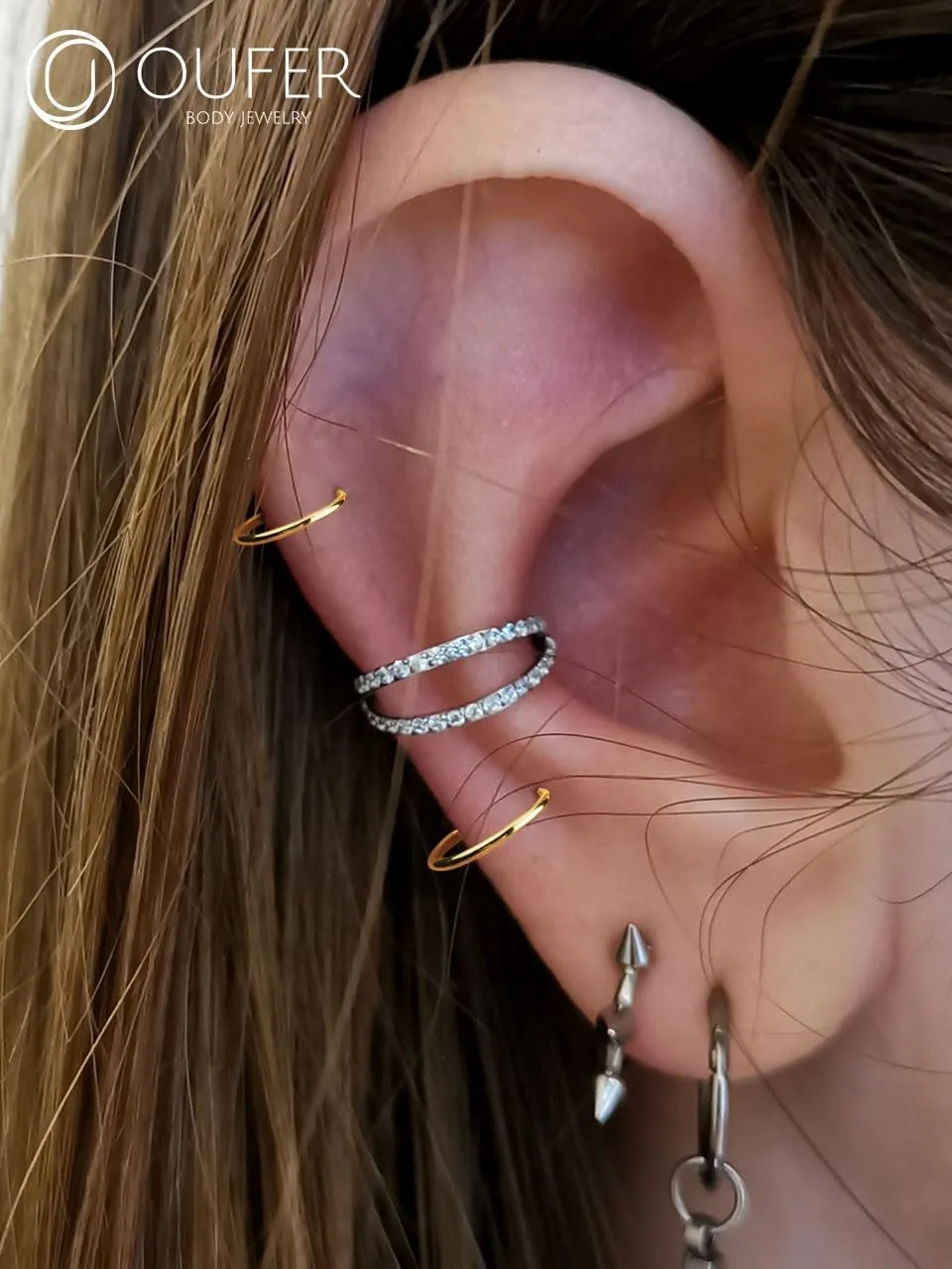 OUFER G23 Titanium Nose Rings Clicker Hoop Cartilage Earrings Silver Gold Helix Piercing jewelry 20G Daith Rook Conch Hinged Nostril 0.8mm for Men Women Gift