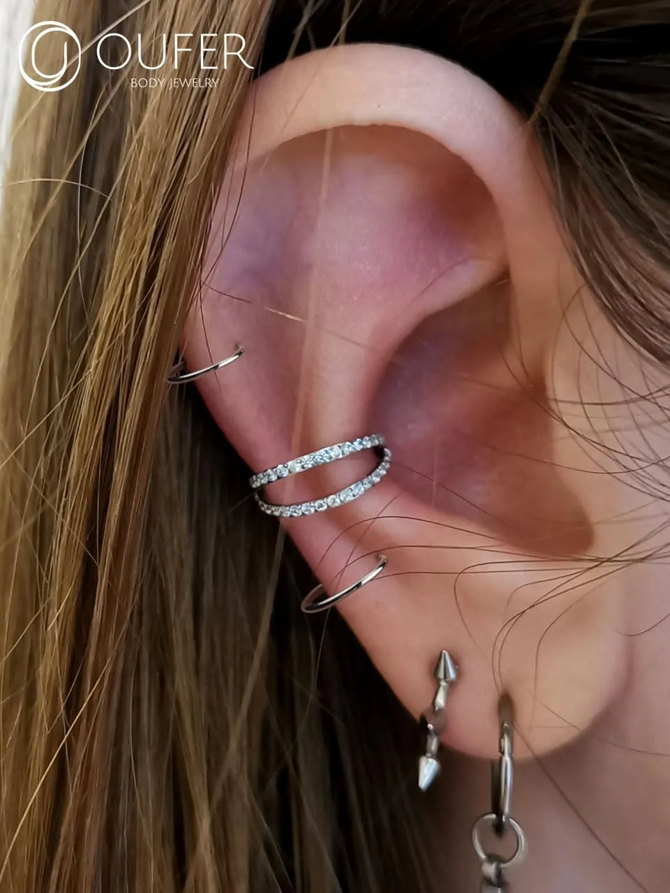 OUFER G23 Titanium Nose Rings Clicker Hoop Cartilage Earrings Silver Gold Helix Piercing jewelry 20G Daith Rook Conch Hinged Nostril 0.8mm for Men Women Gift