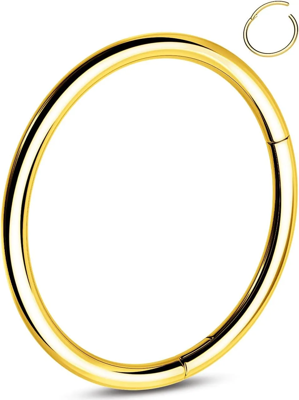 OUFER G23 Titanium Nose Rings Clicker Hoop Cartilage Earrings Silver Gold Helix Piercing jewelry 20G Daith Rook Conch Hinged Nostril 0.8mm for Men Women Gift
