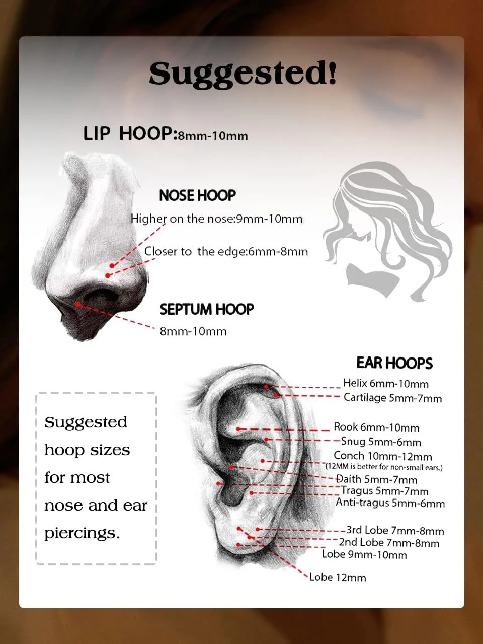 OUFER G23 Titanium Nose Rings Clicker Hoop Cartilage Earrings Silver Gold Helix Piercing jewelry 20G Daith Rook Conch Hinged Nostril 0.8mm for Men Women Gift