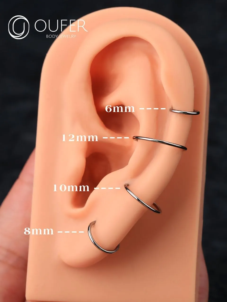 OUFER G23 Titanium Nose Rings Clicker Hoop Cartilage Earrings Silver Gold Helix Piercing jewelry 20G Daith Rook Conch Hinged Nostril 0.8mm for Men Women Gift