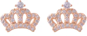 Paialco Sterling Silver Tiny Crown Cubic Zirconia Studs Earrings for Women