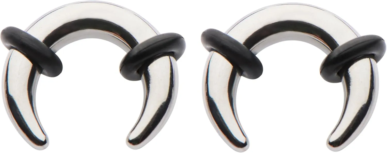 Pair Surgical Steel Silver Ear Pinchers Plugs Tunnels Tapers Horseshoes Gauges Septum 0g 1g 2g 4g 6g 8g 10g 12g 14g 8mm 7mm 6mm 5mm 4mm 3mm 2.4mm 2mm 1.6mm