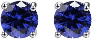 Paris Jewelry 10k White Gold Plated 4 Carat Round Created Blue Sapphire Stud Earrings