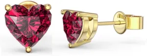 Paris Jewelry 10k Yellow Gold Plated 4 Carat Heart Created Ruby Stud Earrings