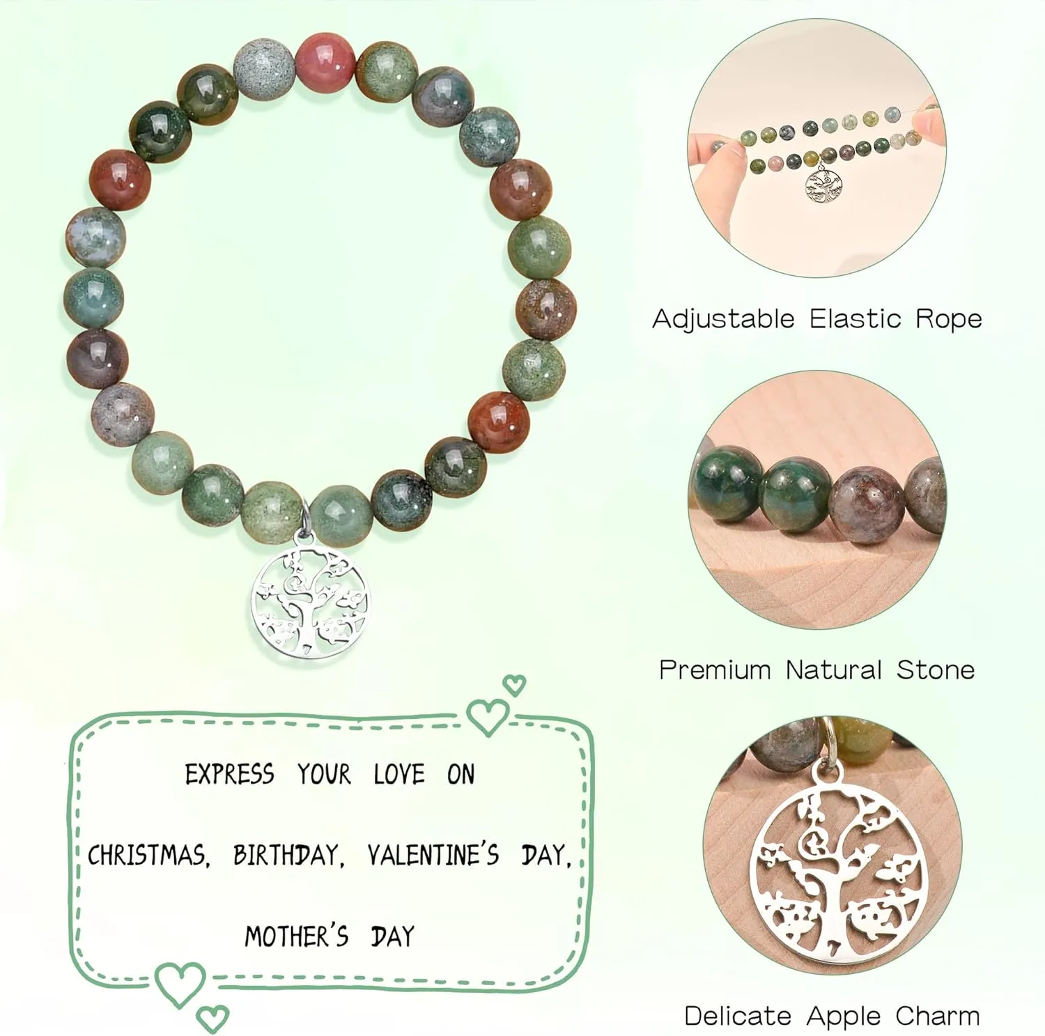 Parma77 Mothers Day Gifts for Grandma Mimi Nana, Tree of Life Bracelet, Natural Stone Nana Grandma Mimi Bracelets for Women