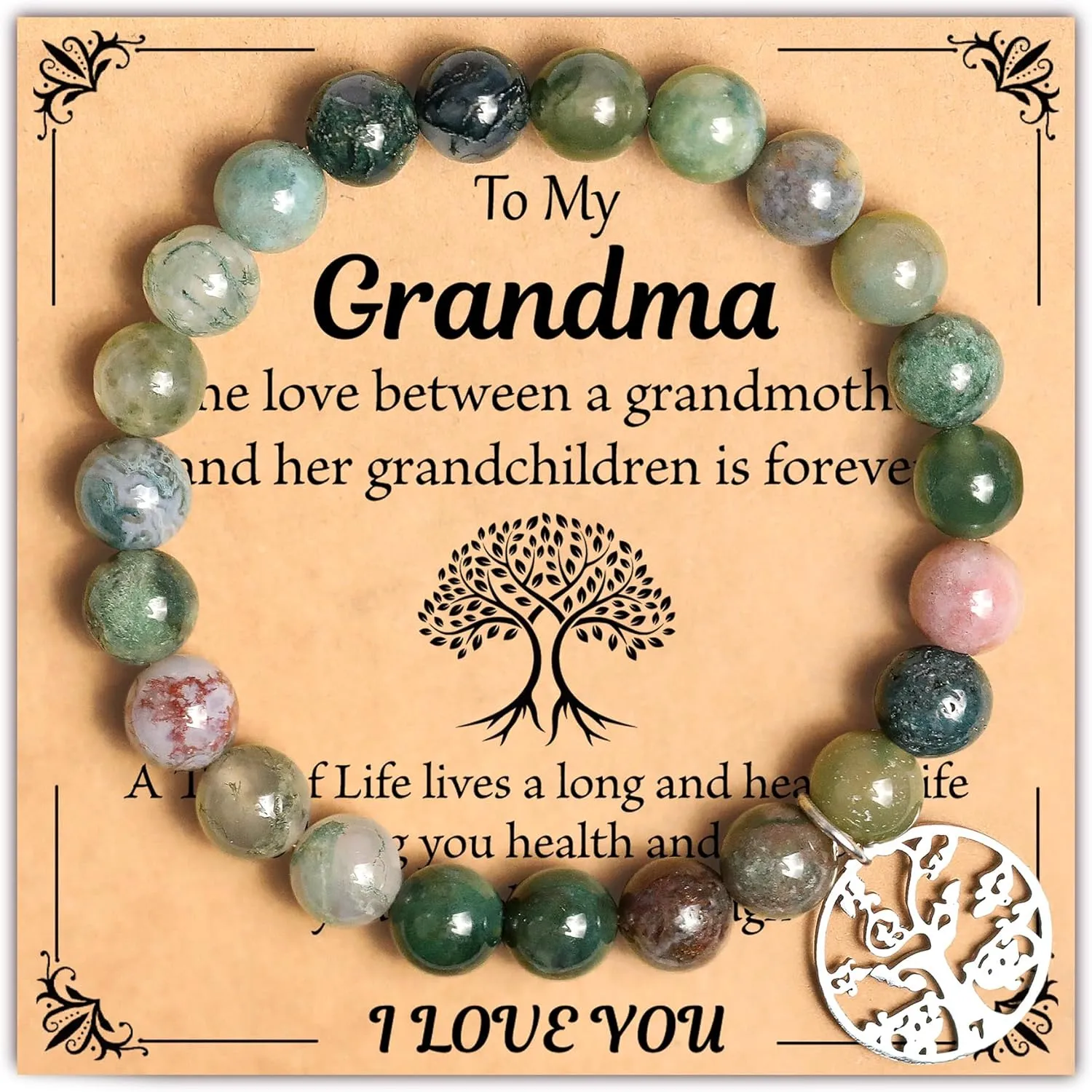 Parma77 Mothers Day Gifts for Grandma Mimi Nana, Tree of Life Bracelet, Natural Stone Nana Grandma Mimi Bracelets for Women