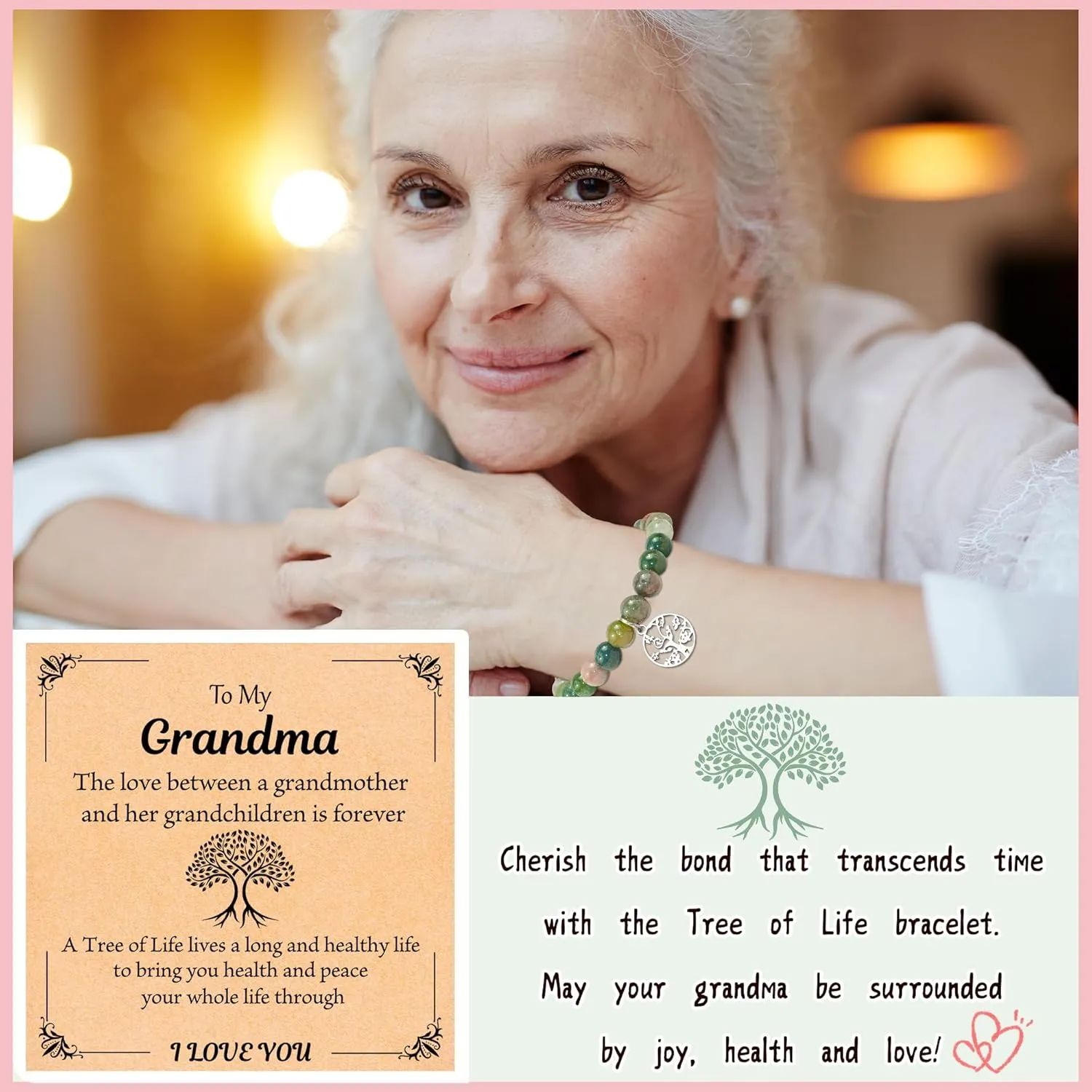 Parma77 Mothers Day Gifts for Grandma Mimi Nana, Tree of Life Bracelet, Natural Stone Nana Grandma Mimi Bracelets for Women