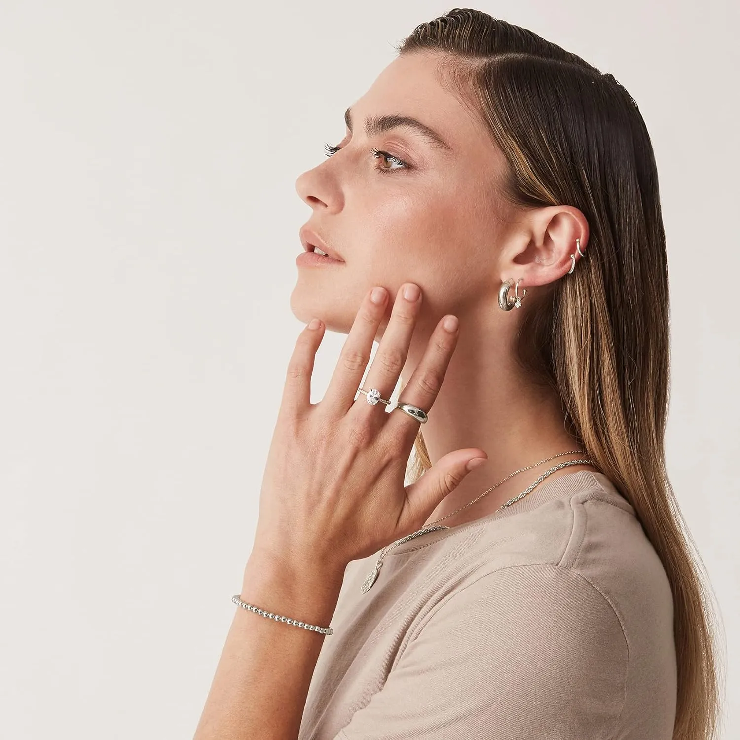 PAVOI 14K Gold Plated Chunky Dome Ring |Puffy Dome Stackable Rings | Chunky Signet Ring for Women