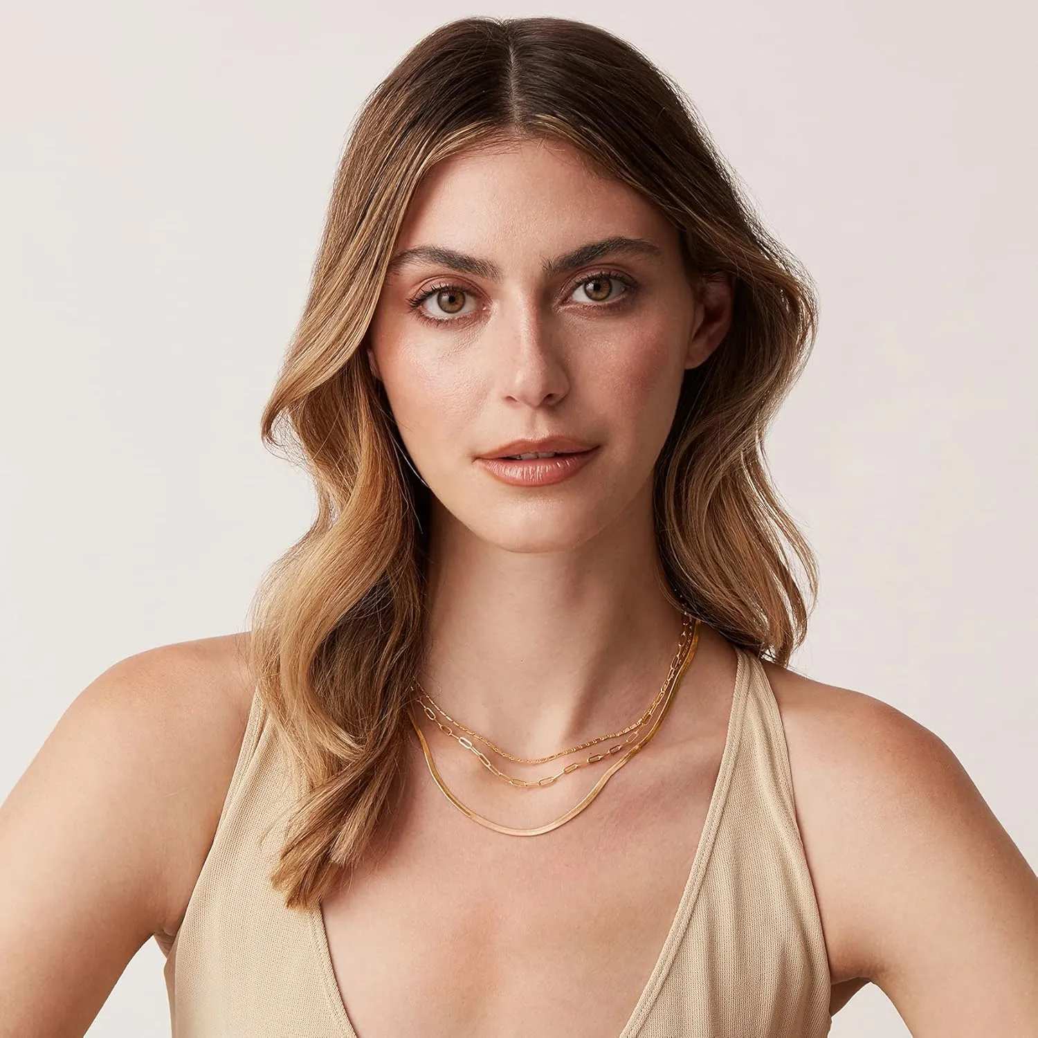 PAVOI 14K Gold Plated Dainty Layering Necklaces for Women | Snake Chain, Curb Link, Paperclip Layered Chains | Trendy Layering Necklace