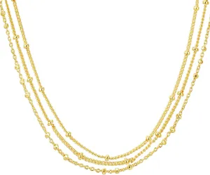 PAVOI 14K Gold Plated Dainty Layering Necklaces for Women | Snake Chain, Curb Link, Paperclip Layered Chains | Trendy Layering Necklace