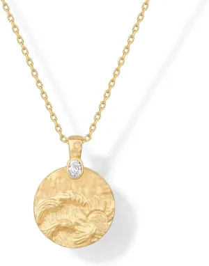 PAVOI 14K Gold Plated Engraved Hammered Oval Coin Pendant Necklace for Women | Hamsa Stars Bohemian Pendant Adjustable Chain Necklaces | Calm Inspirational Secret Phrases