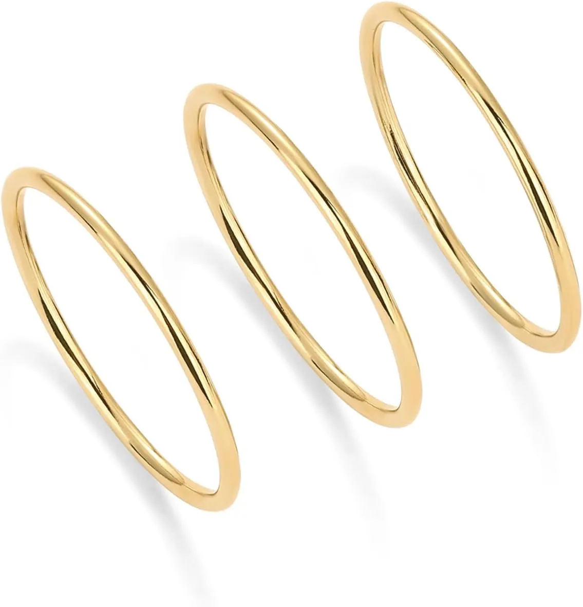PAVOI 14K Gold Plated Stackable Ring Pack for Women | Waterproof Stainless Steel Dainty Layering Thin Rings Set