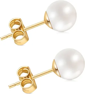Pearl Stud Earrings for Women, Handpicked Freshwater Pearl Hypoallergenic Gold Vermail Sterling Silver Earring Studs