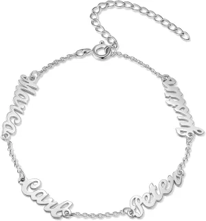 Personalized 2-4 Names Bracelets Women Nameplate Bracelet Custom Name Charm Jewelry for Her