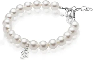 Personalized Baby Gifts, Initial Bracelet with White Pearl, Sterling Silver Alphabet Letter Charm Bracelet, Custom Bracelets for Girls, Birthday Gifts, Baptism, Toddler, Teen, Kids jewelry