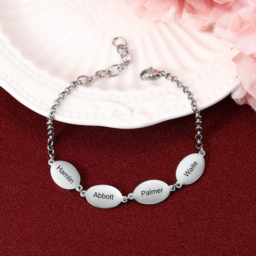 Personalized Bracelet | Love Bracelet | Stainless Steel Bracelet | Name bracelets | Couples Bracelets | Oval Design Engraved Chain Bracelets