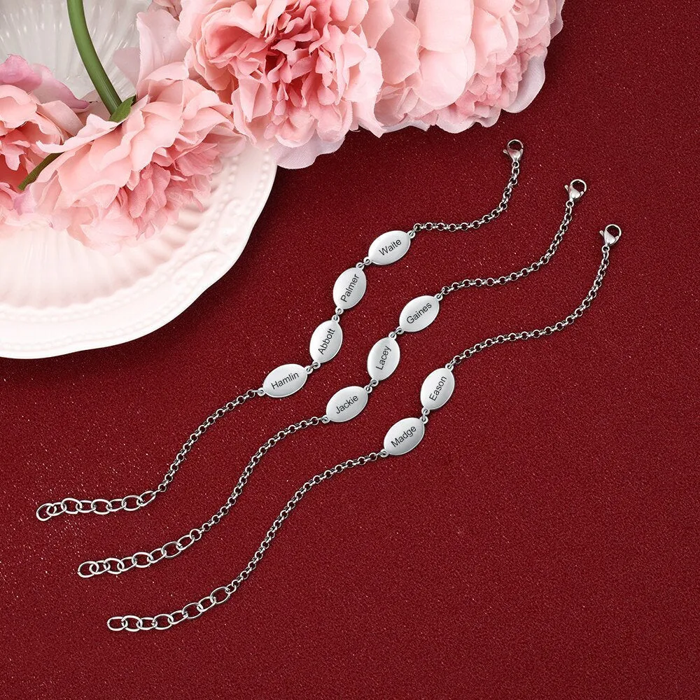 Personalized Bracelet | Love Bracelet | Stainless Steel Bracelet | Name bracelets | Couples Bracelets | Oval Design Engraved Chain Bracelets