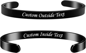Personalized Custom Bracelets Bangle for Women, Customized Engraved Cuff Bracelet, Name Quote Inspirational Jewelry Personalized Gifts for Women Men