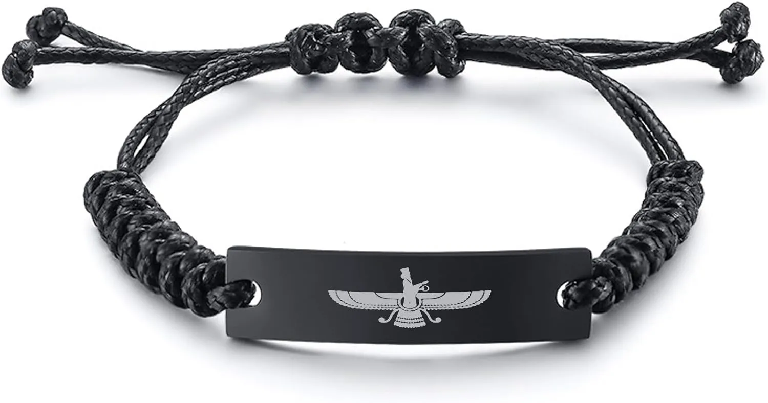 Personalized Custom Name Gifts Bracelets for Men,Farvahar Bracelet, Men Bracelet, Ahura Mazd, Zoroastrian Bracelet, Persian Bracelet, Persian Jewelry (Style 9)